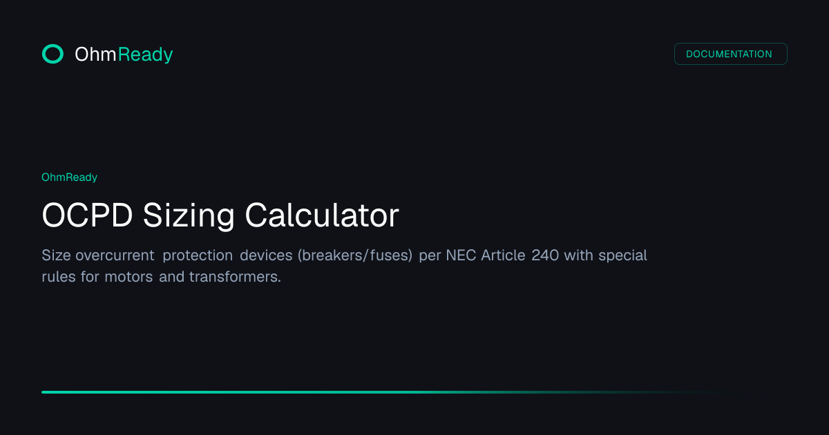 OCPD Sizing Calculator — OhmReady | OrbitalJump