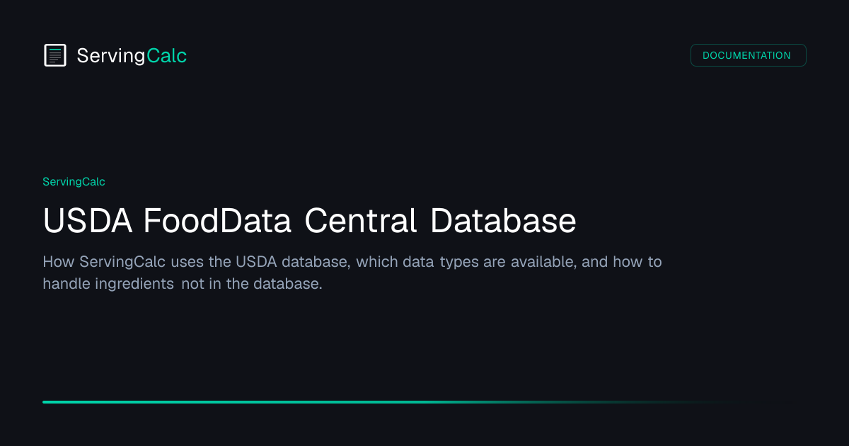 USDA FoodData Central Database — ServingCalc | OrbitalJump